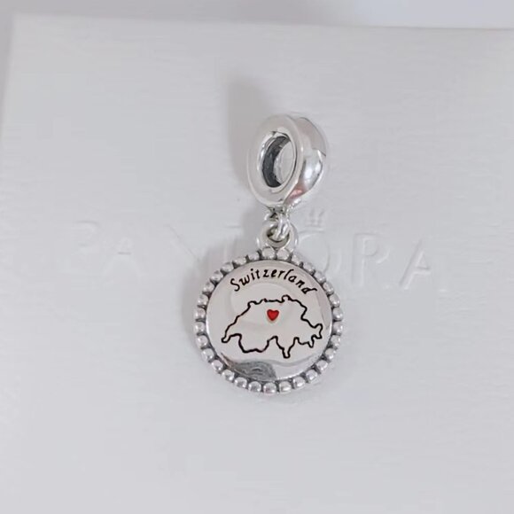 Pandora Switzerland Map Dangle Charm Exclusive Travel Pendant S925 Silver - Picture 3 of 6